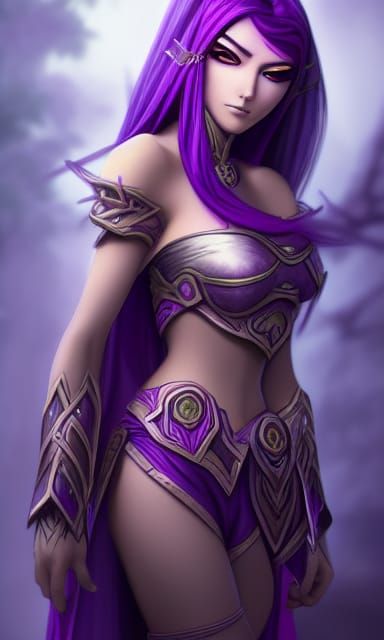 Purple Night Elf Anime Goddess Warrior