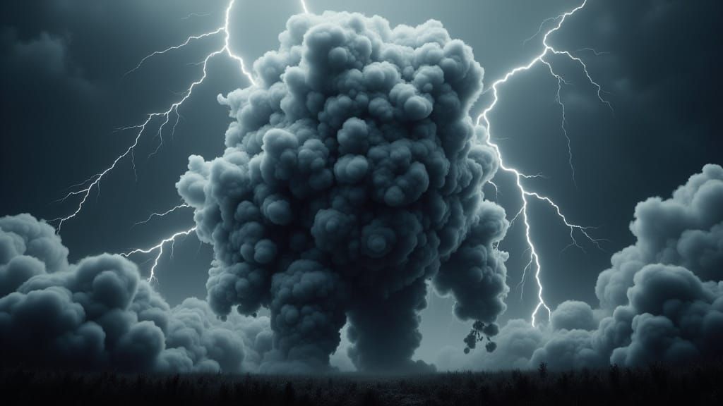 Melancholic Storm Cloud Figure in Haunting Style