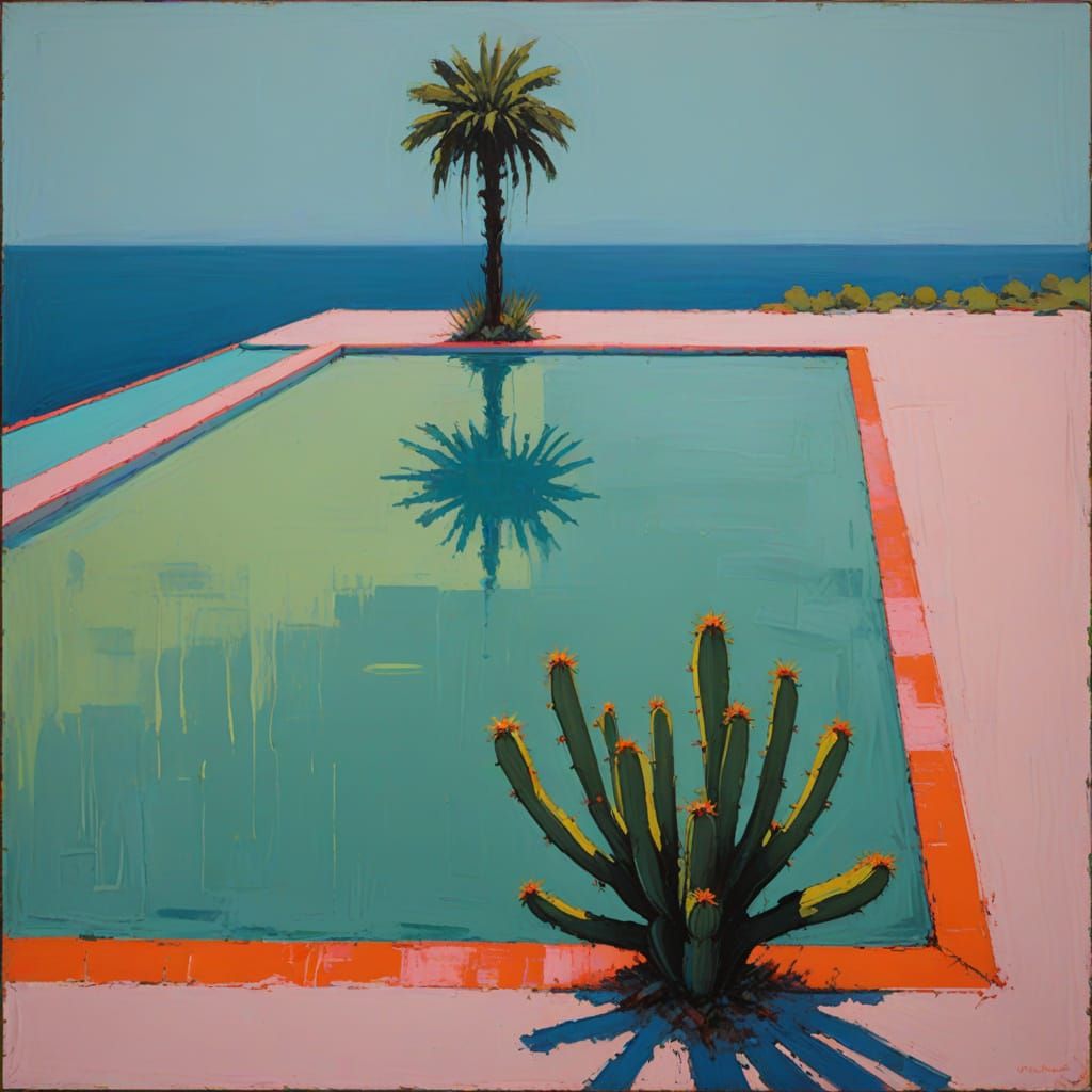 Expressionistic Cacti Party in Rothko Style