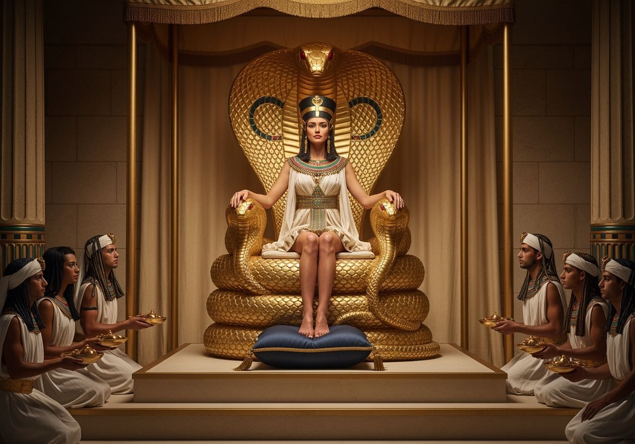 Egyptian Queen on Cobra Throne, Professional Photography