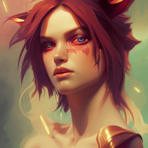 Devil Eevee Portrait in Hyperdetailed Style