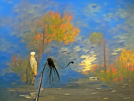 Slenderman Fly-Fishing: Impressionist Golden Hour Scene
