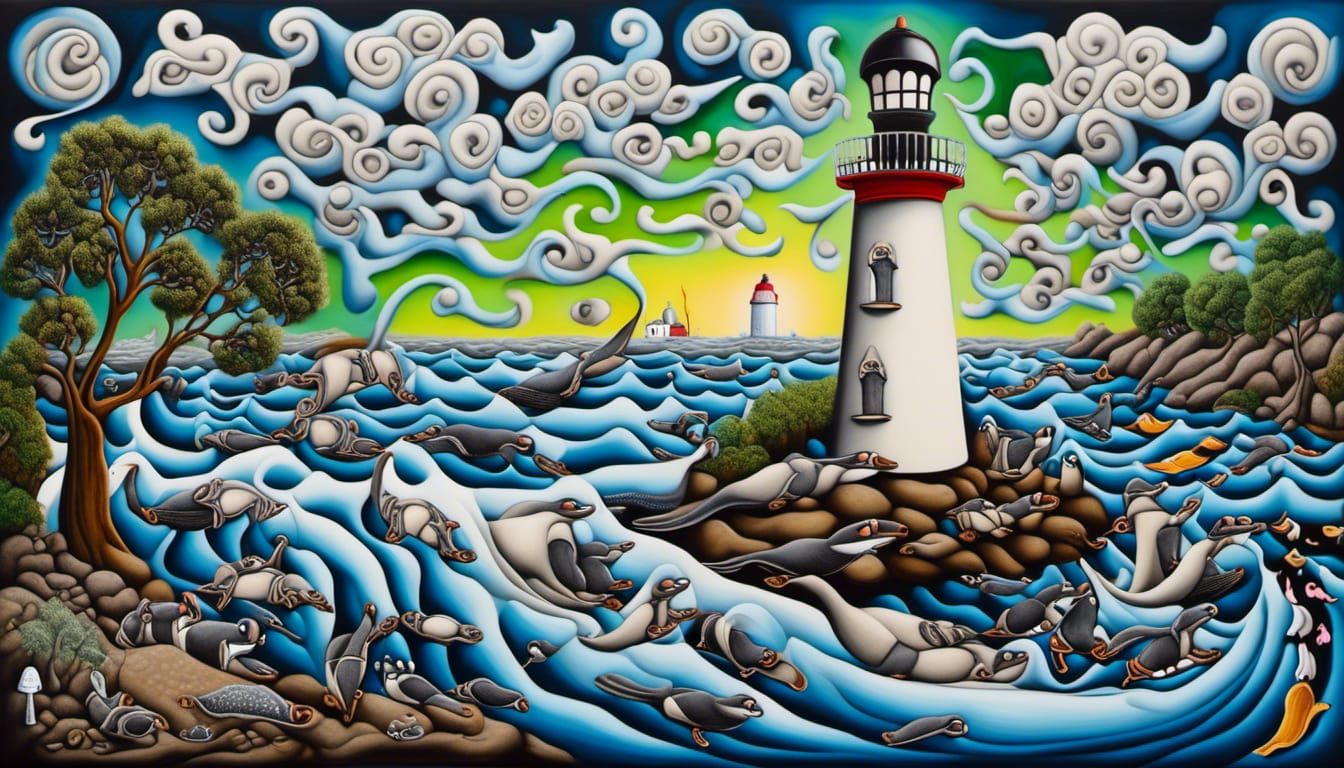 Abstract Rivertree Lighthouse Fractal Quantum Zentangle