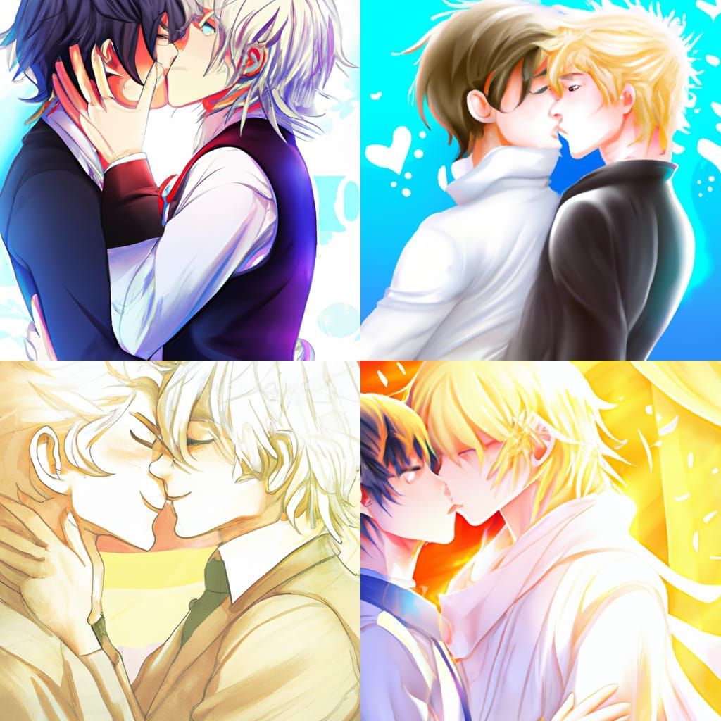 Anime Style Gay Kiss Illustration