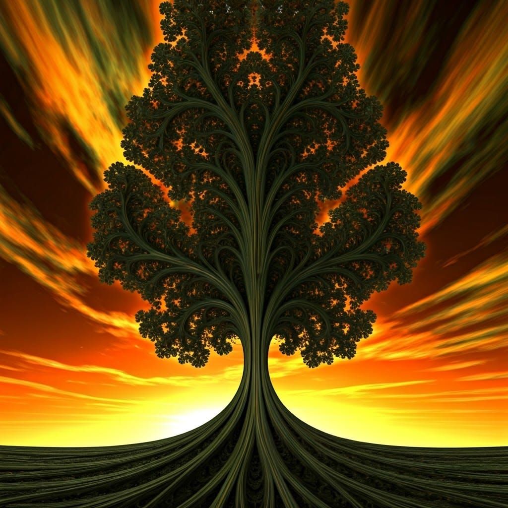 Vibrant Fractal Tree in Surrealist Style
