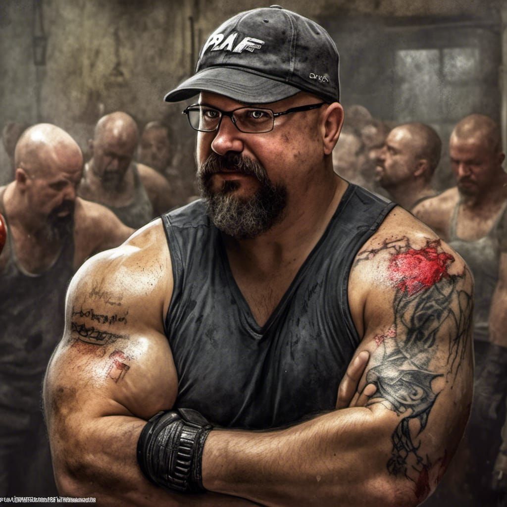 Imposing Tattooed Prisoner: Digital Art Masterpiece