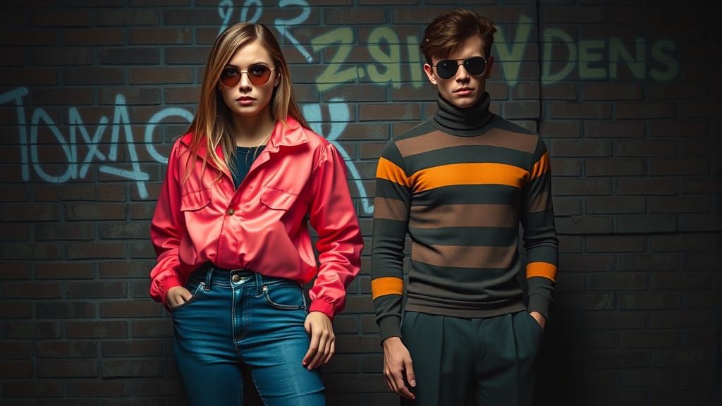 Intense 80s Couple in Cinematic Film Style