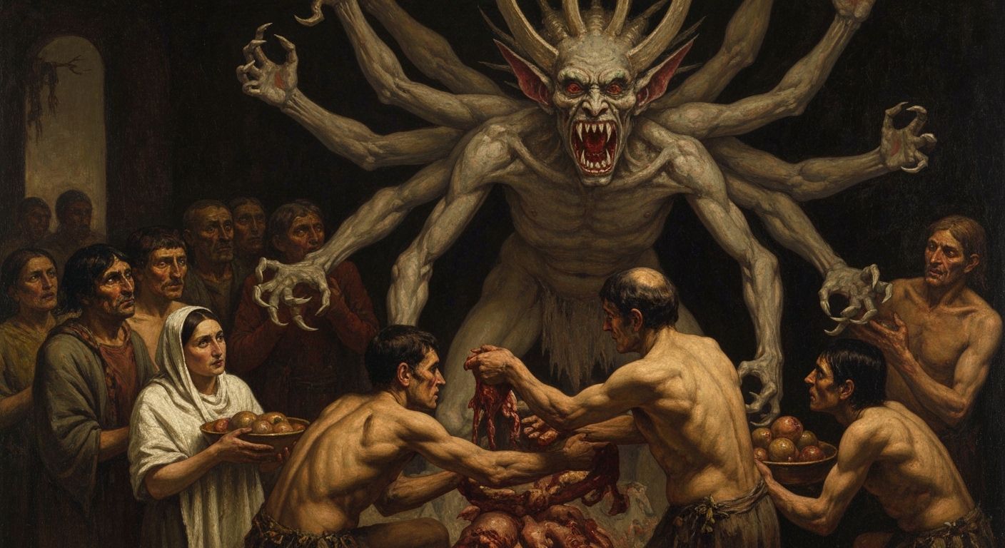 Offering to Moloch: A Dark Ritual Scene