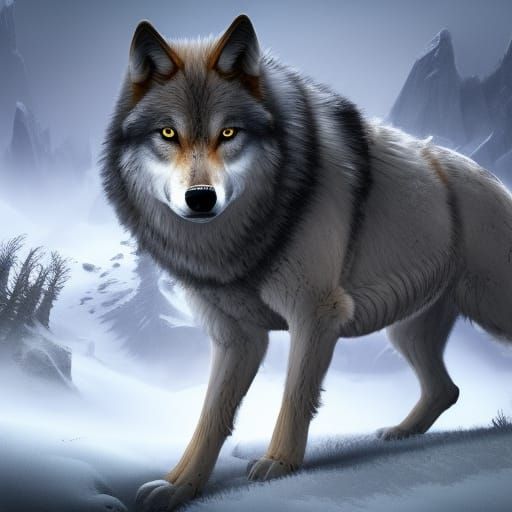 Wolf on the Tundra: Detailed Matte Painting