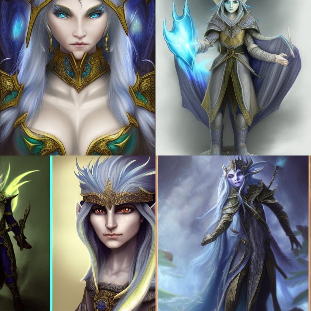 Fantasy Elf Warlock with Gem Amulet in Detailed Art