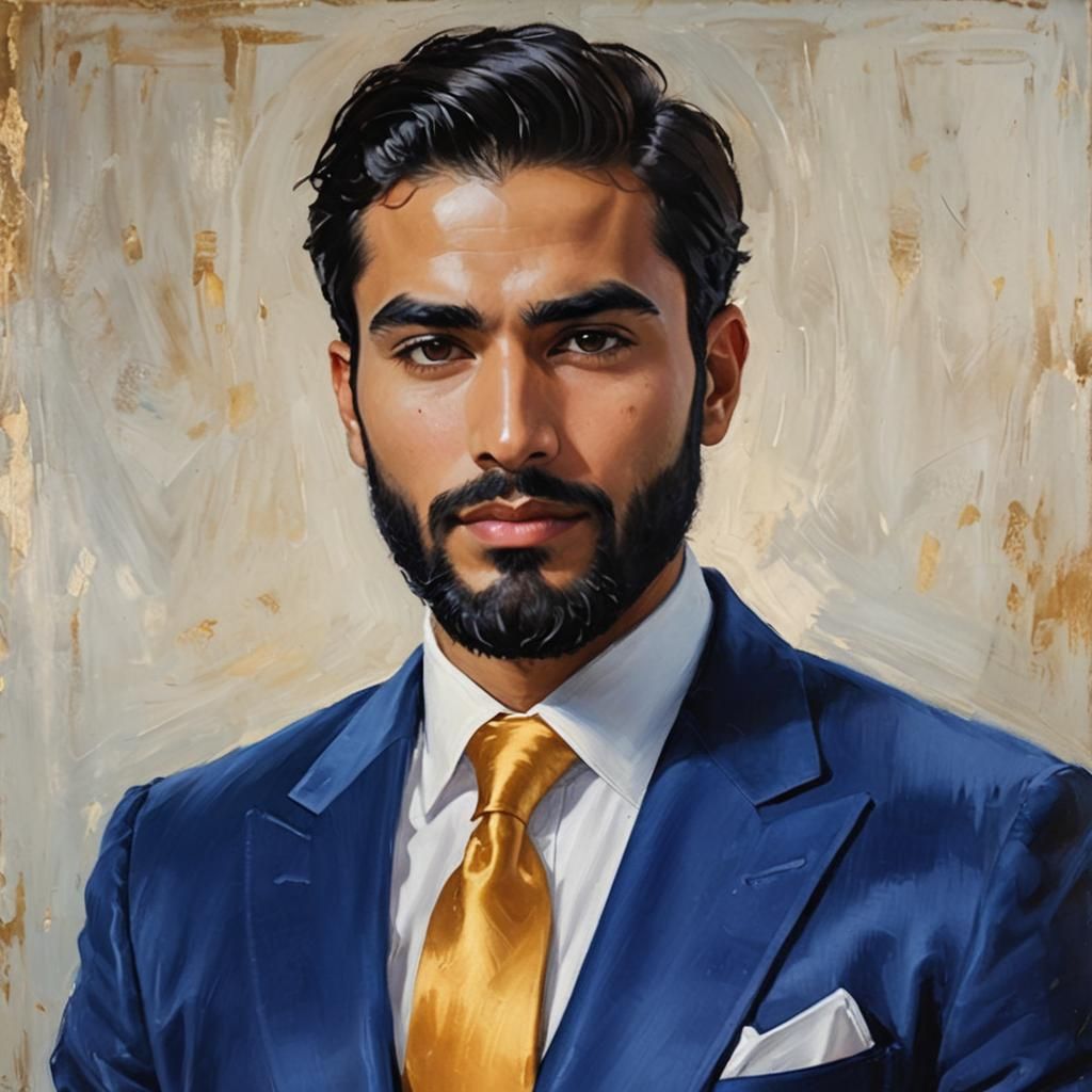 Elegant Man in Velvet Suit: Impressionist Portrait