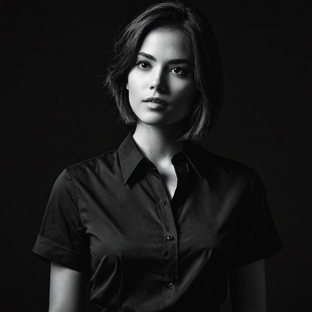 Elegant Black and White Portrait with Cinematic Lighting