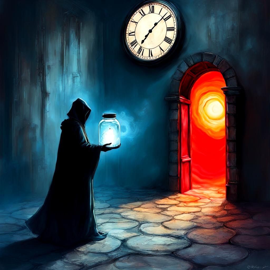 Ethereal Red Portal in Dark Fantasy Style