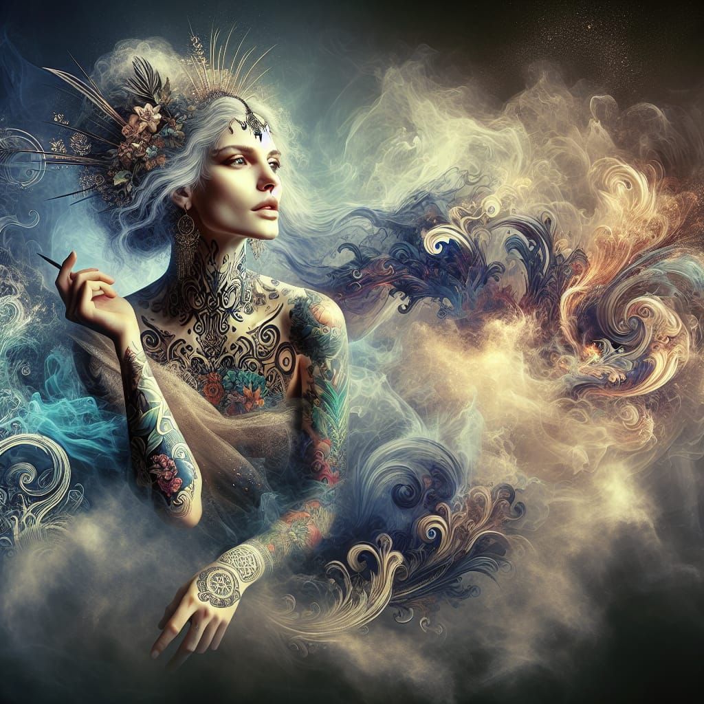 Ethereal Norse Goddess in Digital Art Nouveau Style