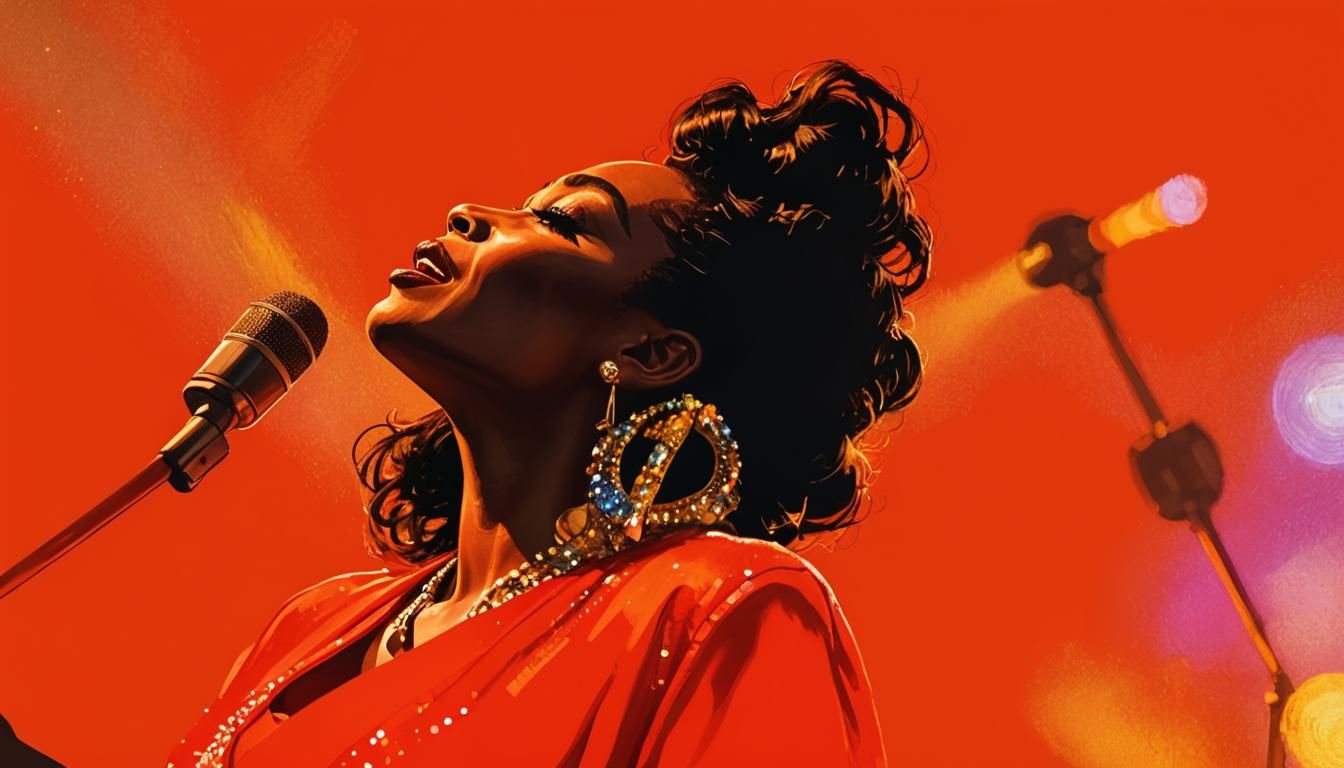 Soulful Motown Singer in Ernie Barnes Style