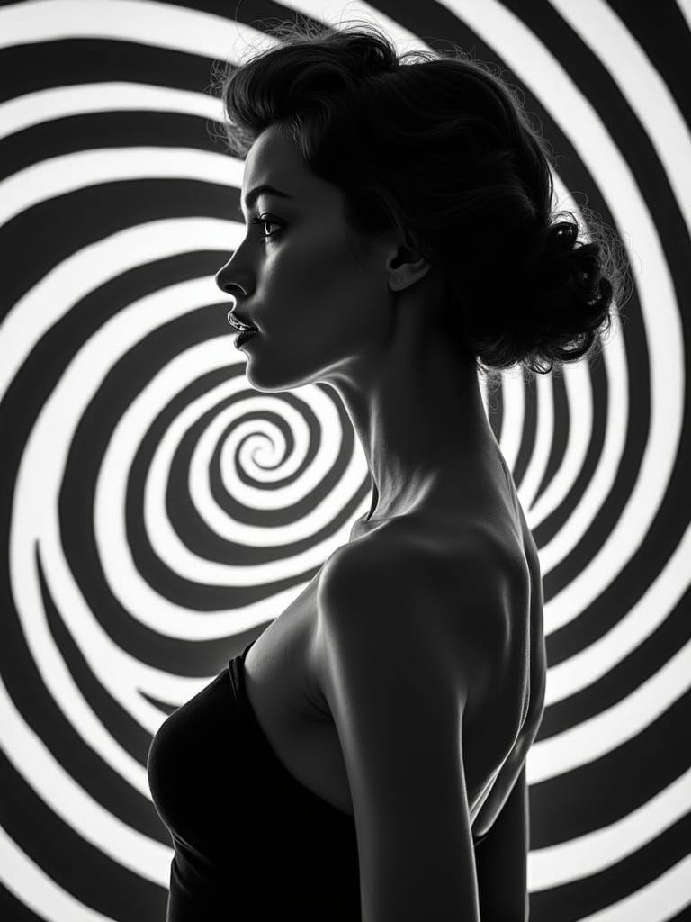 Abstract Portrait: Woman in Hypnotic Spiral