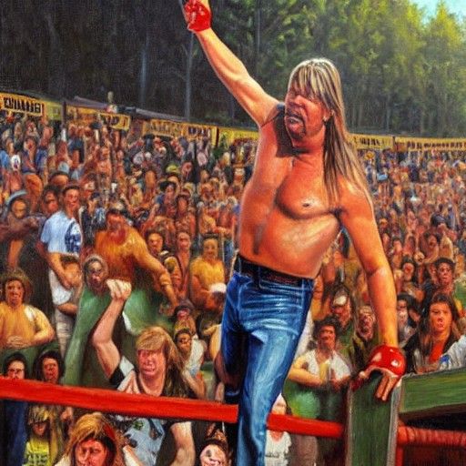 Joe Dirt Wins Wrestling Match as Oil Painting