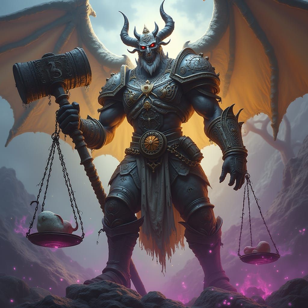 Clockwork God of Elements in Dark Fantasy Style