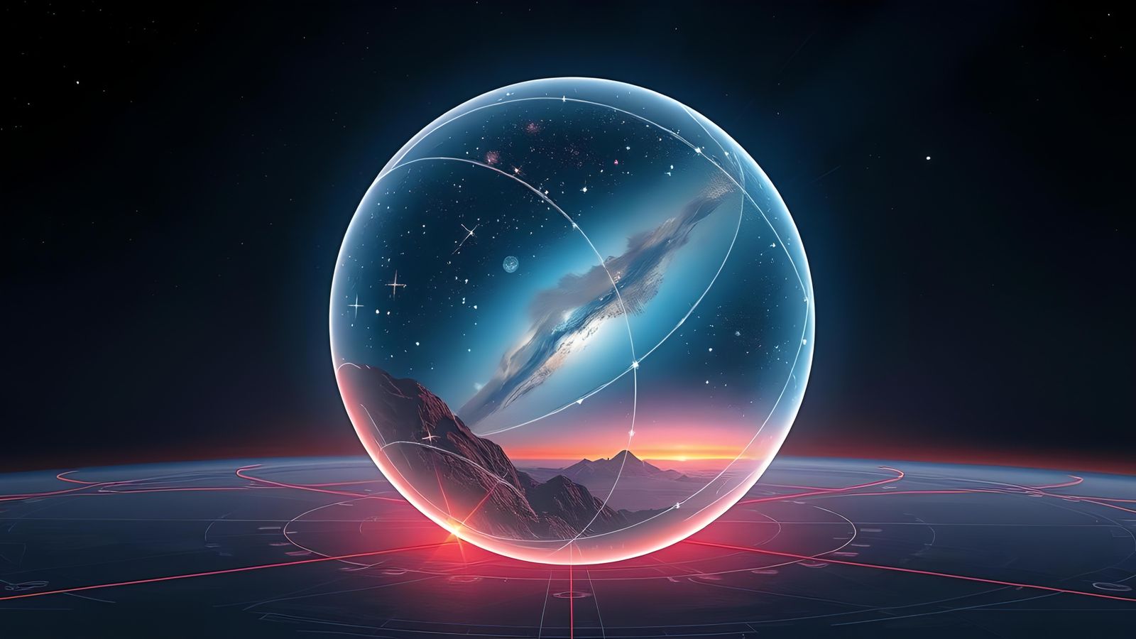 Cyberpunk Solar System in Glass Sphere