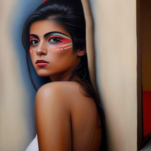 Detailed Body Painting of a Young Woman
