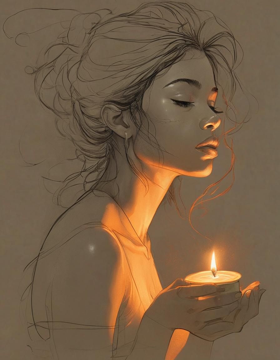 Serene Woman in Candlelight