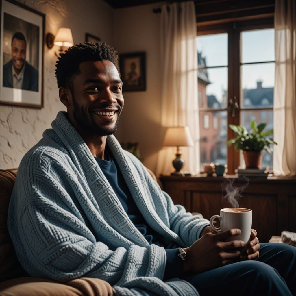 Man Relaxing at Home in Cozy Intimacy