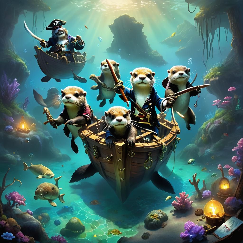Pirate Otters Fight Octopuses for Treasure