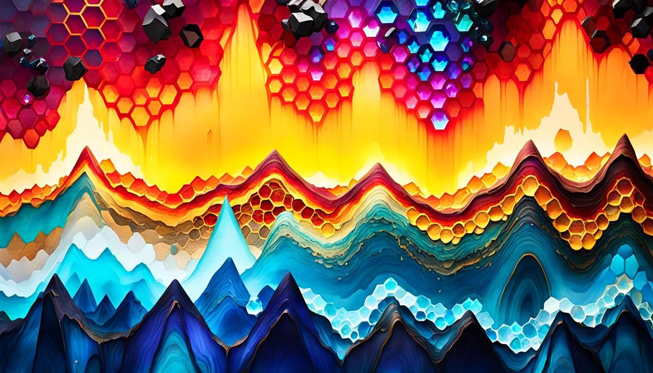 Vibrant Earth Fragment Collage in Watercolor Style