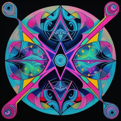 Cyclops and Wizard Wrestling on Rocket in Psychedelic Enamel...