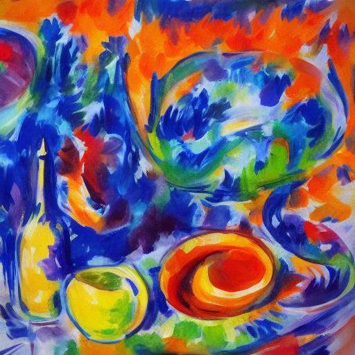 Fauvist Still Life: Food in Rabbit Bag