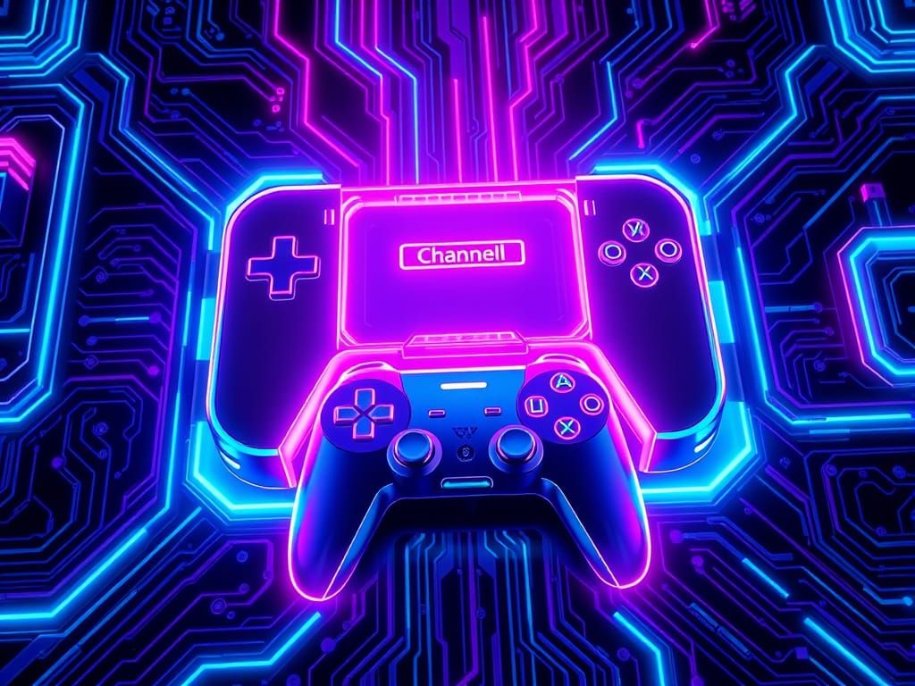 Neon Gaming Console in Cyberpunk Style