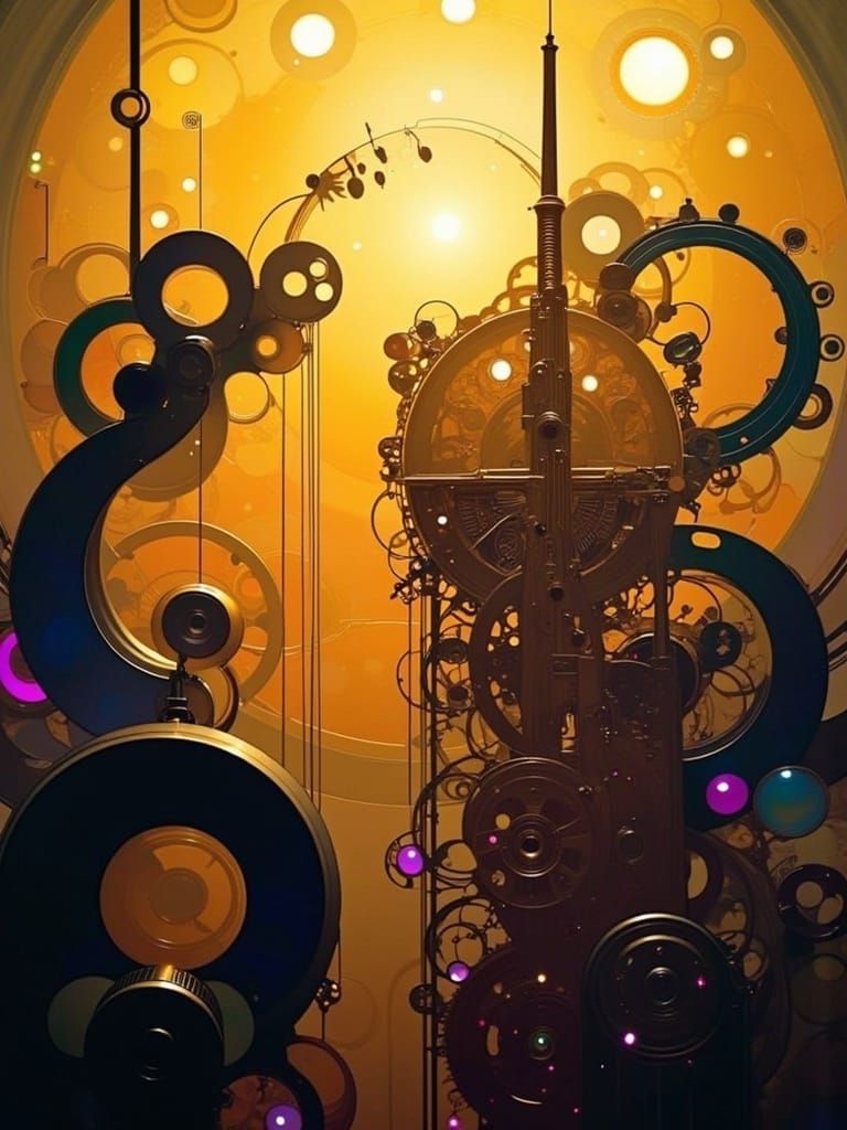 Mesmerizing Mechanical Music Contraption in Art Nouveau Styl...