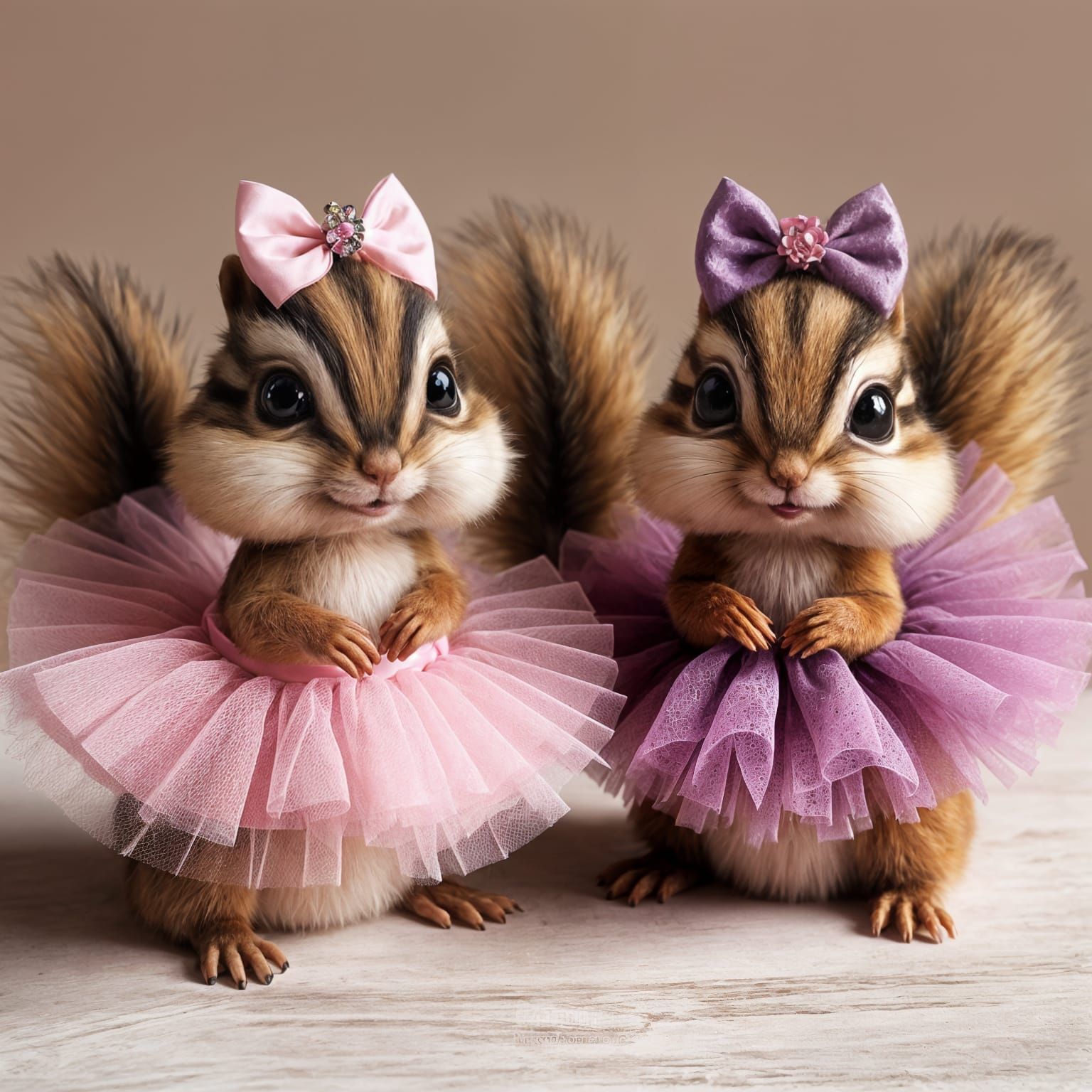 Charming Chipmunks in Tutus with Bows