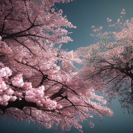 Detailed Cherry Blossoms in Oil Painting Style