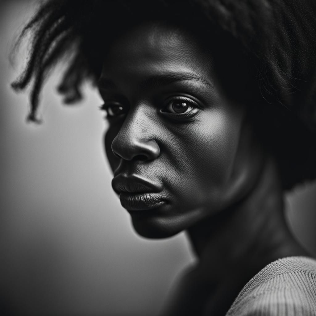 Dramatic Black and White Portrait of a Black Woman