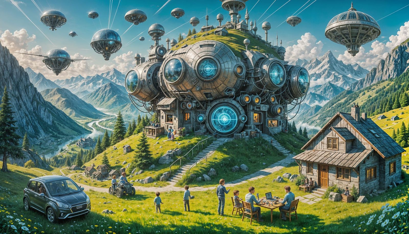 Futuristic Village in the Mountains