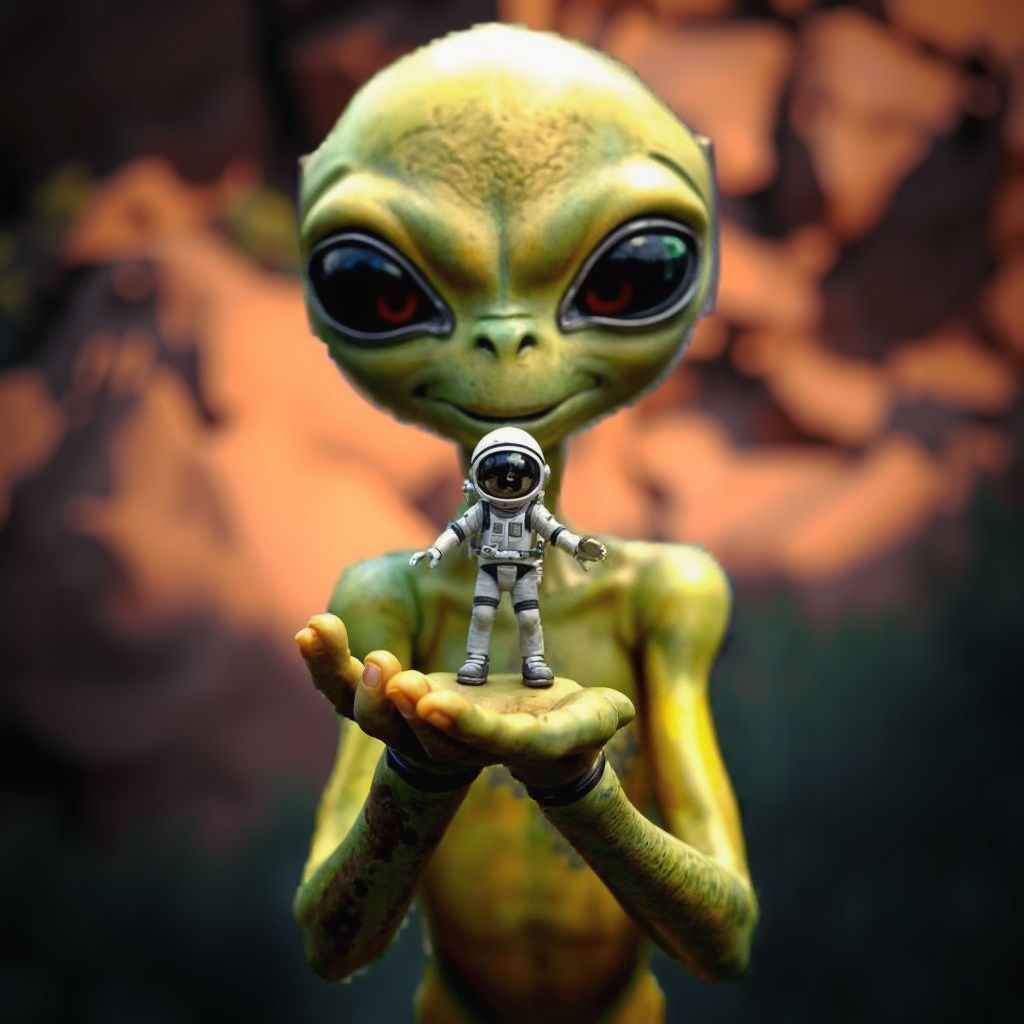 Alien Guardian in a Dreamlike Landscape