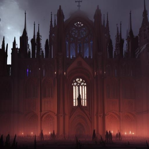 Undead Infestation in Hyperdetailed Gothic Cathedral