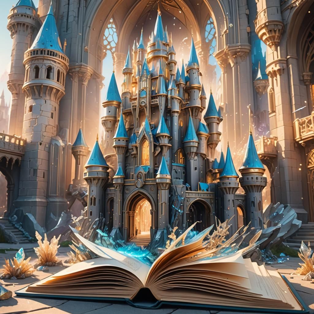 Sci-Fi Pop-Up Book with Castle and Crystals