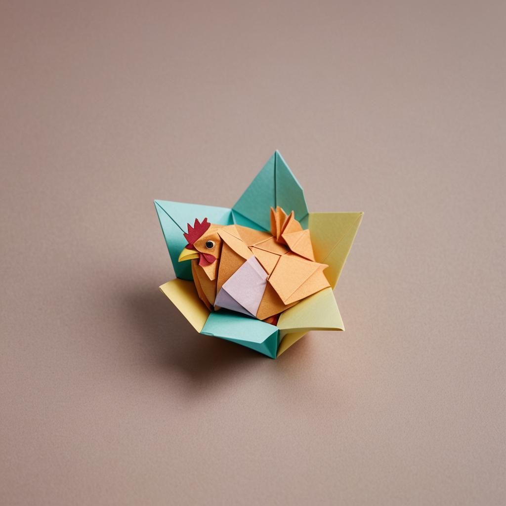 Origami Chicken Nugget Papercraft on Desk