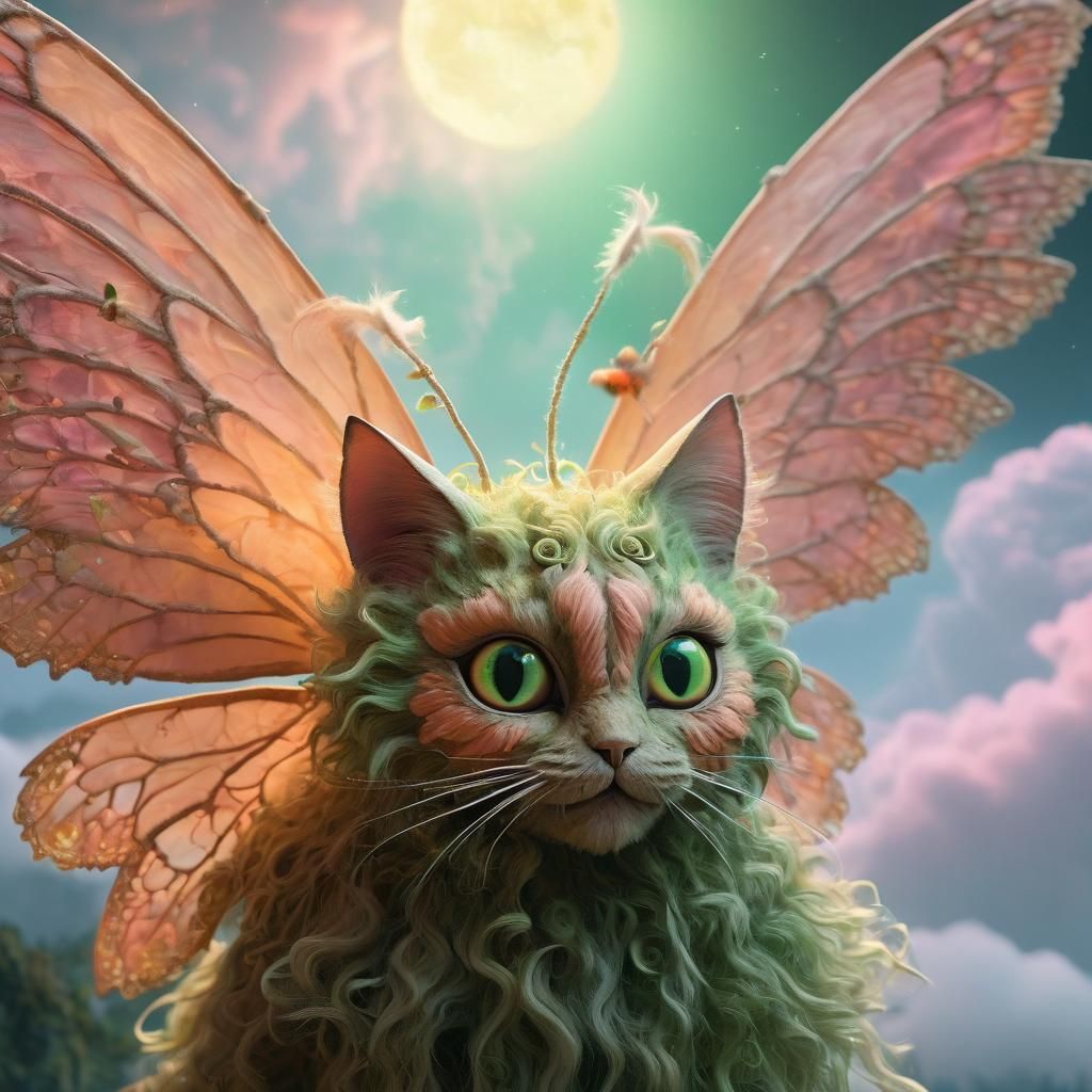 Moth Creature with Cat, Digital Matte Painting