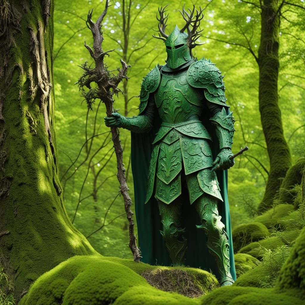 The Emerald Green Knight in Enchanted Forest Glade