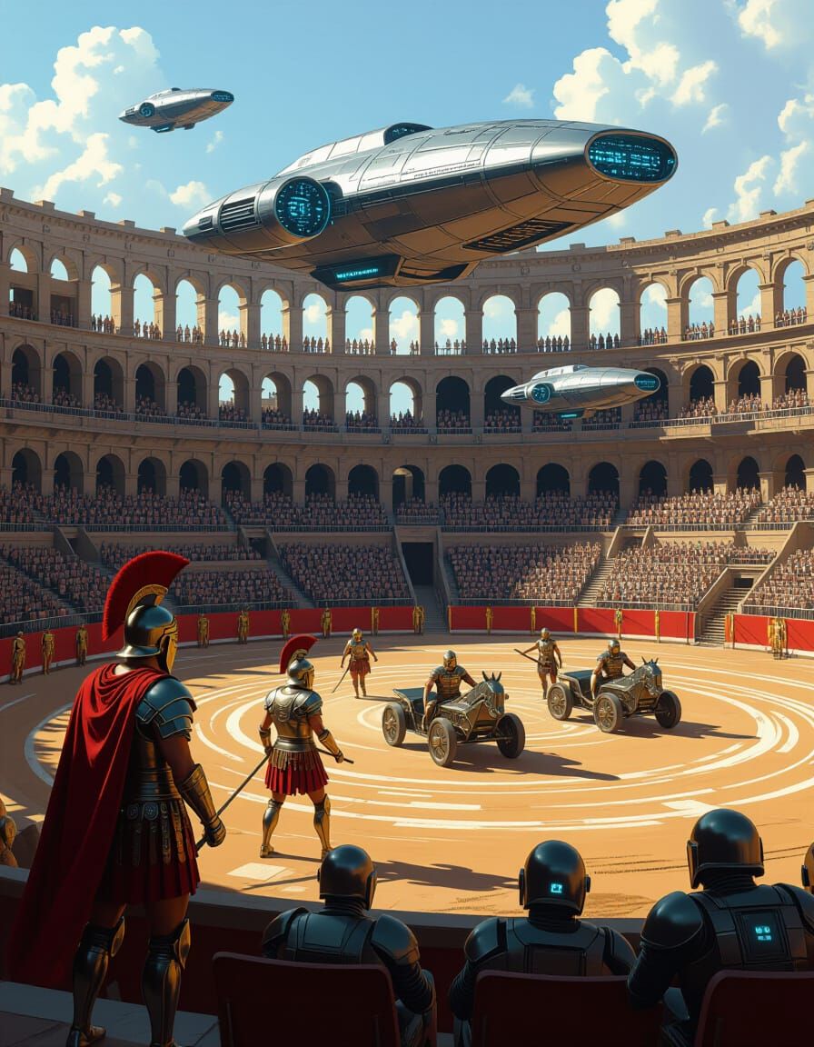 Roman Coliseum Mashup: Chariots, Robots & Spaceships