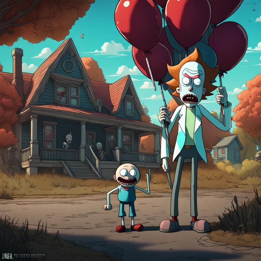 Rick and Morty vs Pennywise: Detailed Fantasy Concept Art