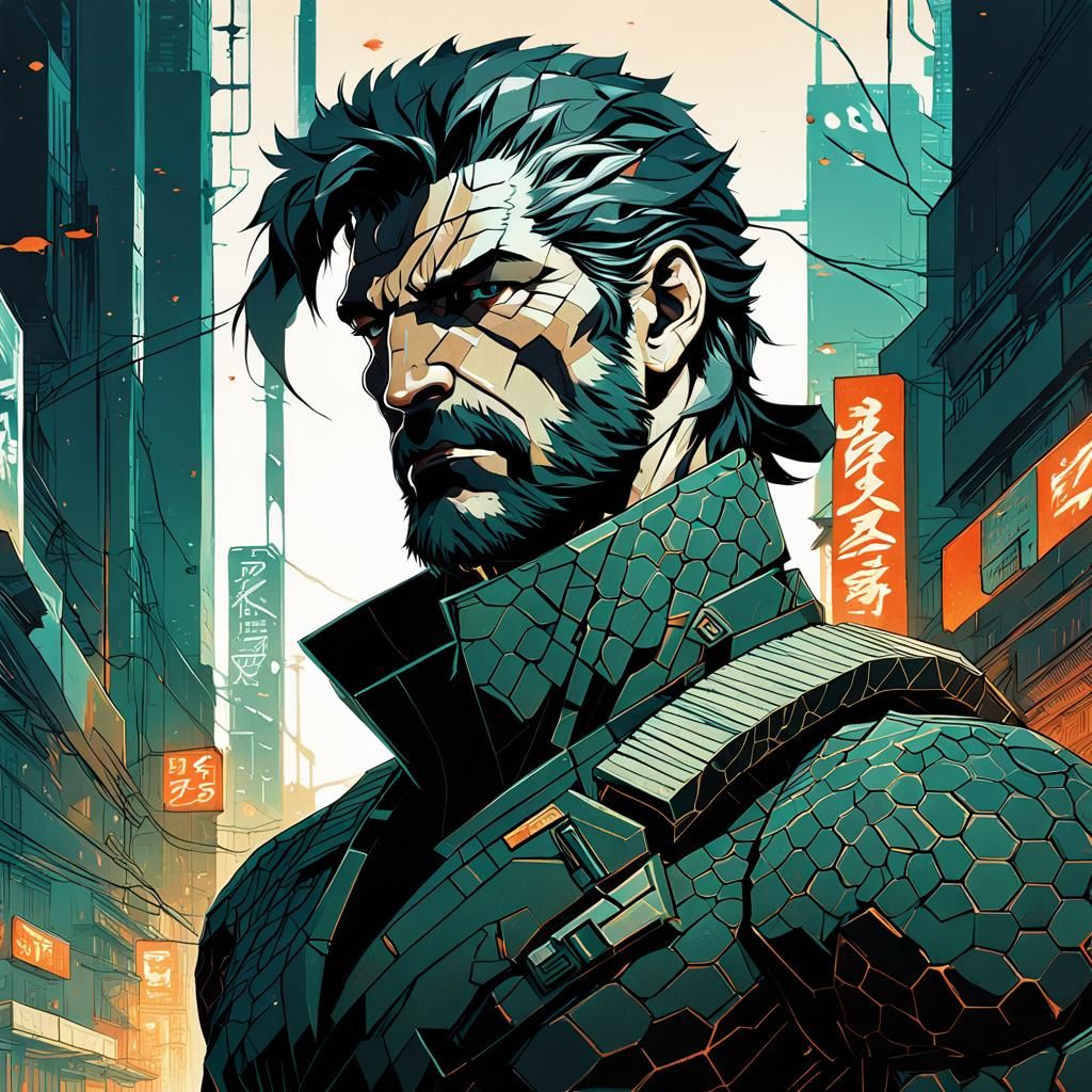 Ethereal Solid Snake Artwork in Dramatic Style