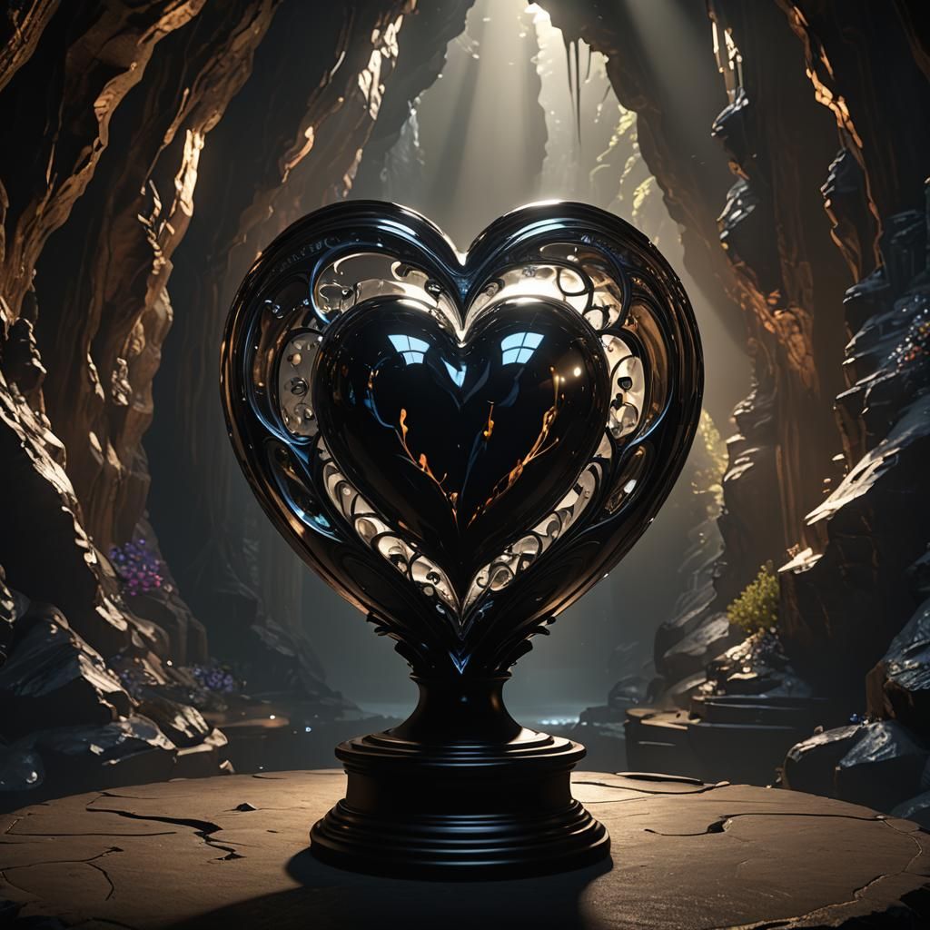 Enchanted Heart Vial in Cavern with Dynamic Lighting