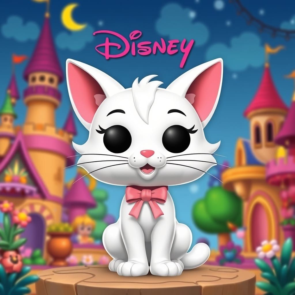 funko pop figure white kitty murray with pink ribbon disney
