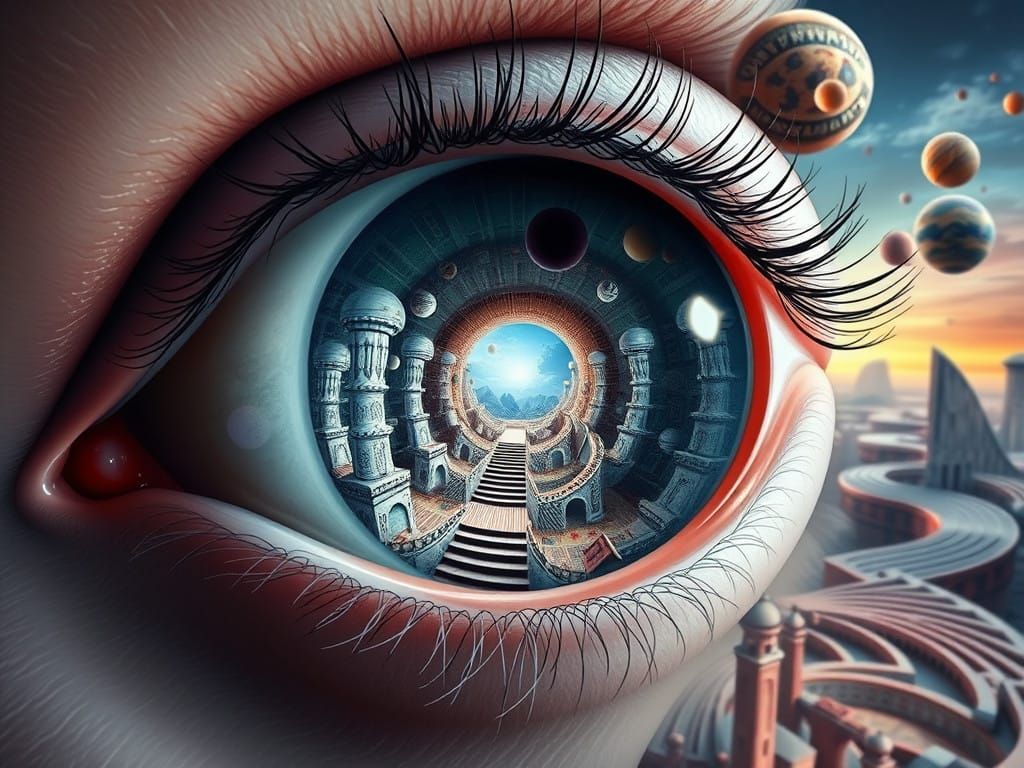 Surreal, Escher-Inspired Eye Portrays Infinite Kaleidoscope