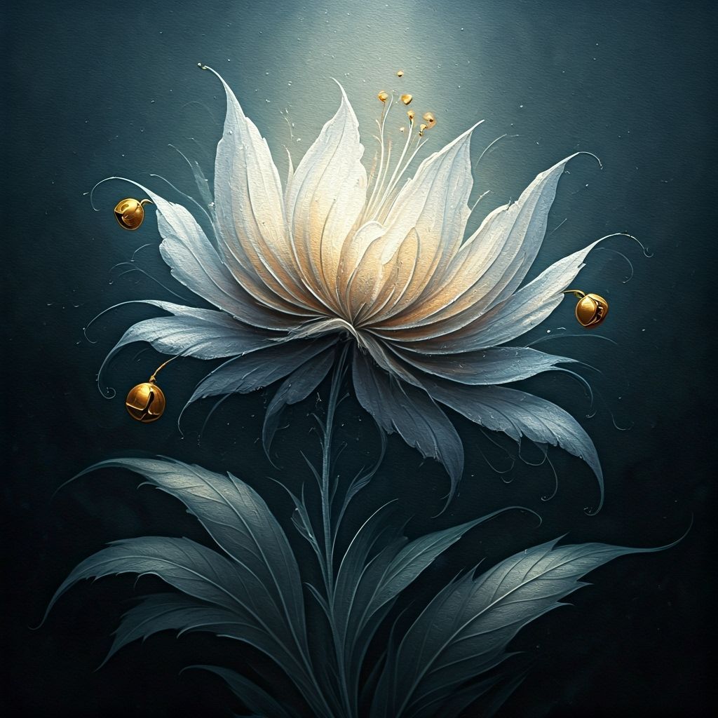 Ethereal Flower with Silver Tint and Golden Bells