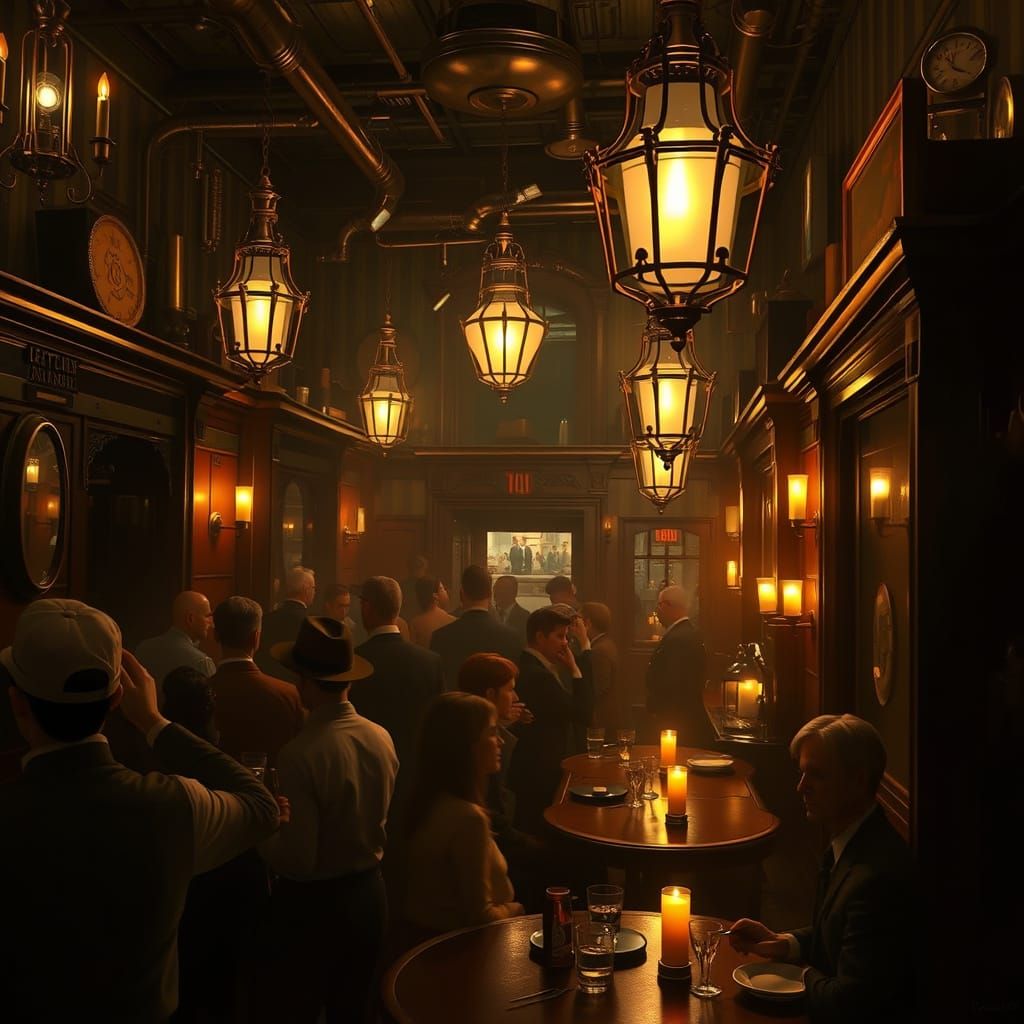 1920s Speakeasy Scene in Photorealistic Digital Painting Sty...